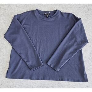 Eileen Fisher Cozy Brushed Terry Crew Neck Top Sweatshirt, NEW, Womens Sz M